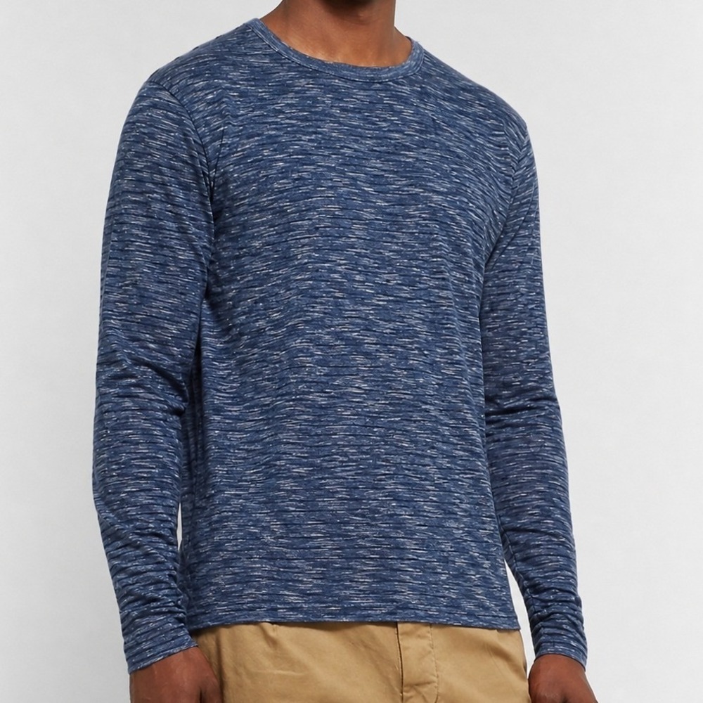 NEW Alex Mill Navy Heather Slub Cotton Jersey T-Shirt Long Sleeve Tee Size Small